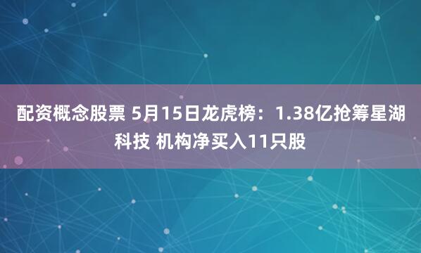 配资概念股票 5月15日龙虎榜：1.38亿抢筹星湖科技 机构净买入11只股